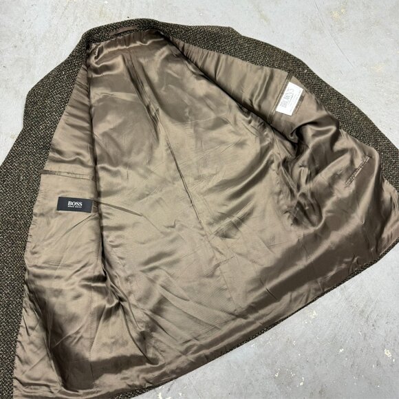 Vintage Hugo Boss Tweed Blazer "Poseidon" Wool Sport Coat Brown 40S - Picture 7 of 11